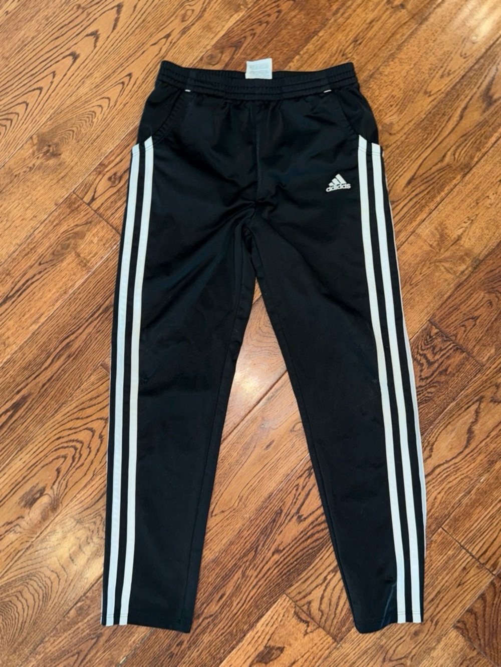 adidas Black Track Pants with White Three-Stripes